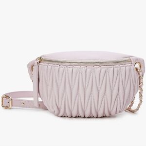 Chic Pink Fanny Pack Women Quilted Crossbody Bag